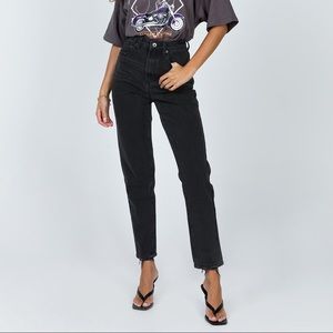 Princess Polly Zairean Straight Leg Jeans in Black